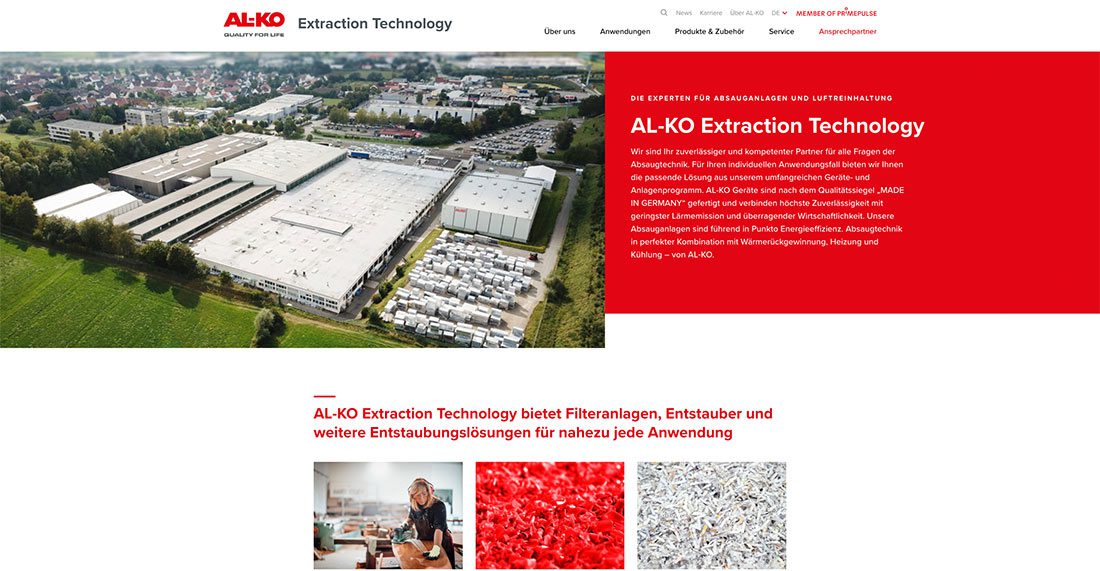 Neue Websites von AL-KO Extraction Technology und AL-KO Air Technology